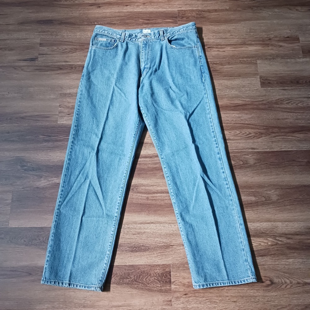 Calvin Klein Jeans Mens 38 x 32 Easy Fit Double Stone Wash Straight Leg Denim
